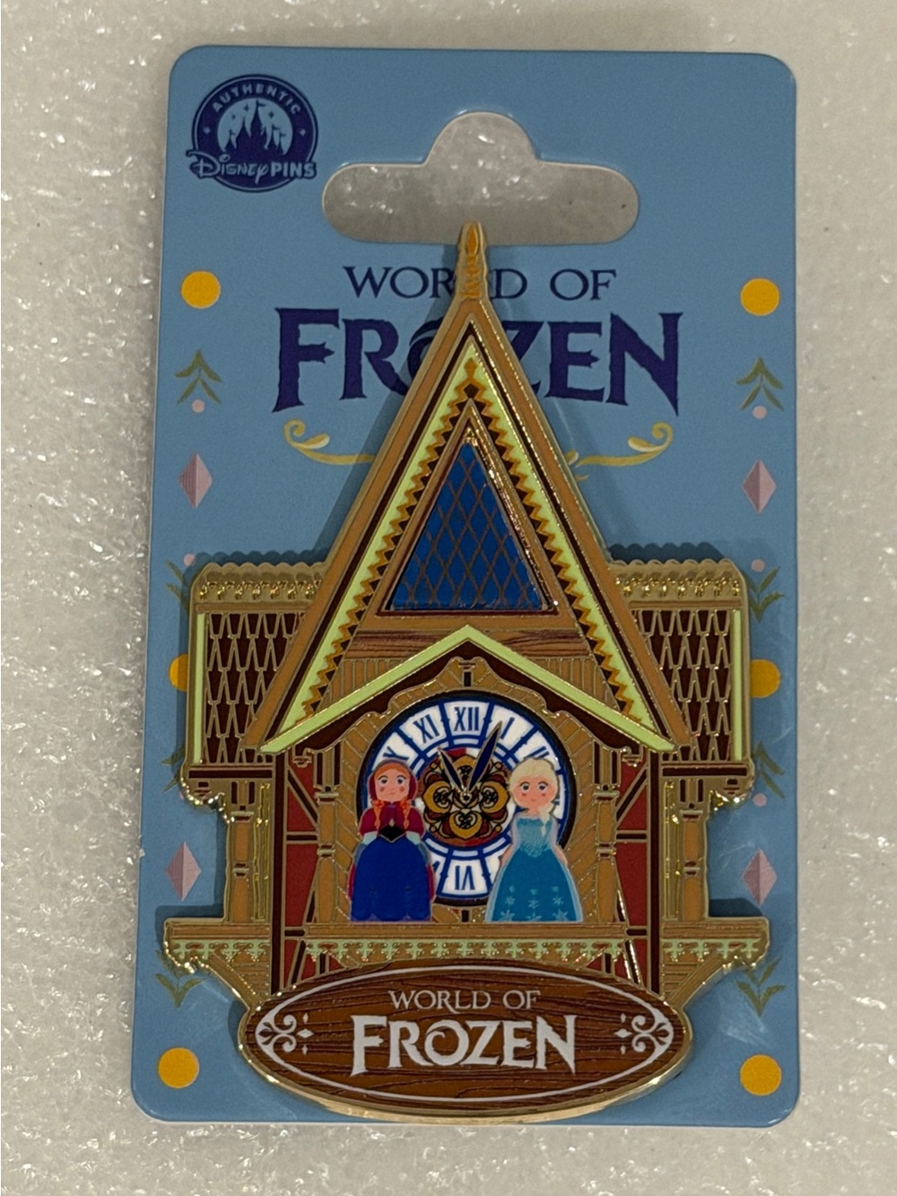 Disneyland Paris World of Frozen Anna & Elsa Clock Pin NWT DLP